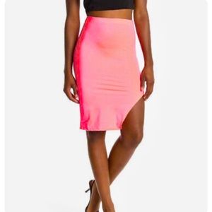 Know One Cares Women’s Bodycon Skirt Neon Pink Size XS